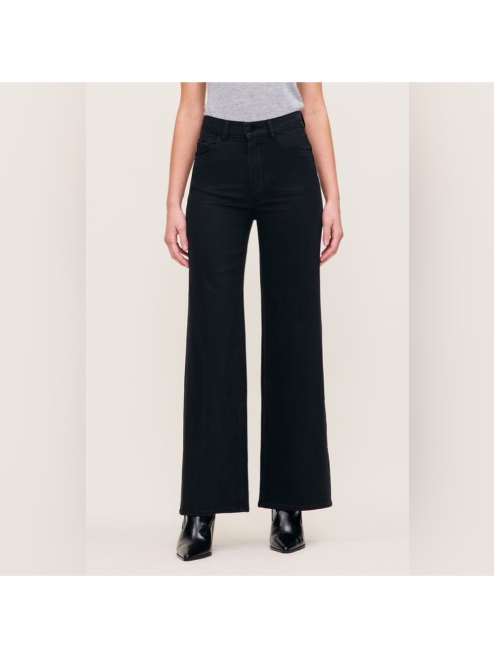 DL1961 Hepburn Wide Leg High Rise Jeans 29 Jet Black EUC